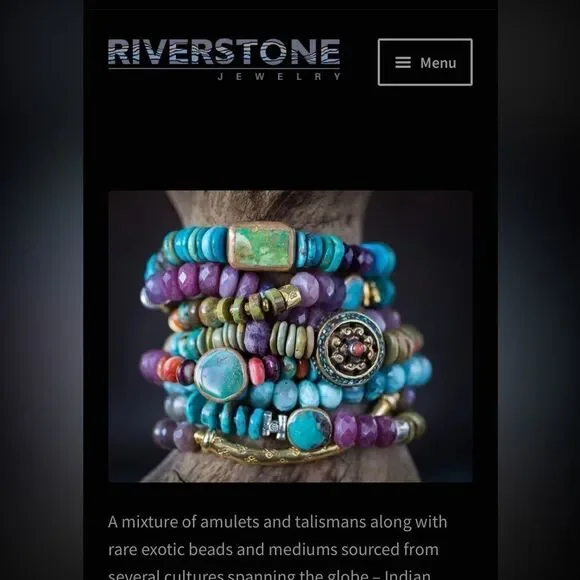 Gorgeous, unique Riverstone semi-precious beaded necklace, 15 inches adjustable. - Picture 6 of 7